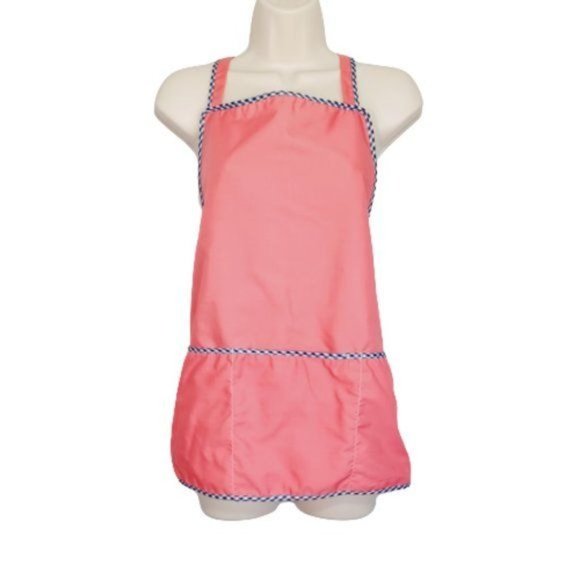 New Fabric Kitchen Apron with Pockets One Size Salmon Color Adjustable Lace - Picture 1 of 5